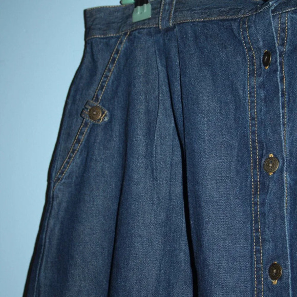 Anthony Richards Denim Button Up Front 100% Cotton Modest Women's Skirt 14P - Picture 14 of 15